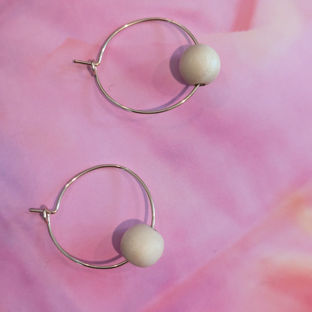 Natalie Borton Emma hoop earrings with wood beads